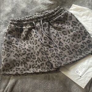 Gray Leopard Print Shorts